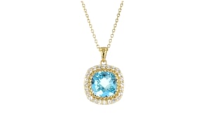 7.50 Carat Sky Blue Topaz Pendant Necklace with 1.10 ct. t.w. White Topaz in 18kt Gold Over Sterling