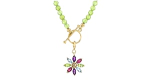 1.30 ct. t.w. Multi-Gemstone Flower Charm with Single Diamond in 18kt Gold Over Sterling
