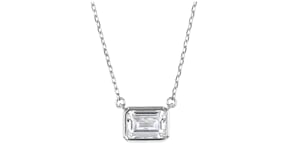 1.20 Carat Bezel-Set Emerald-Cut CZ Necklace in Sterling Silver