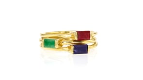 1.10 ct. t.w. Multi-Gemstone Jewelry Set: Three Stackable Rings in 18kt Gold Over Sterling