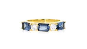 2.10 ct. t.w. London Blue Topaz and .31 ct. t.w. Lab-Grown Diamond Ring in 18kt Gold Over Sterling