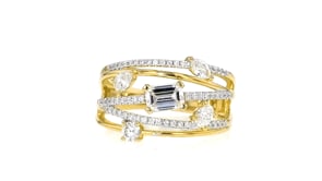 1.00 ct. t.w. Lab-Grown Diamond Highway Ring in 18kt Gold Over Sterling