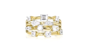 1.10 ct. t.w. CZ Multi-Row Ring in 18kt Gold Over Sterling