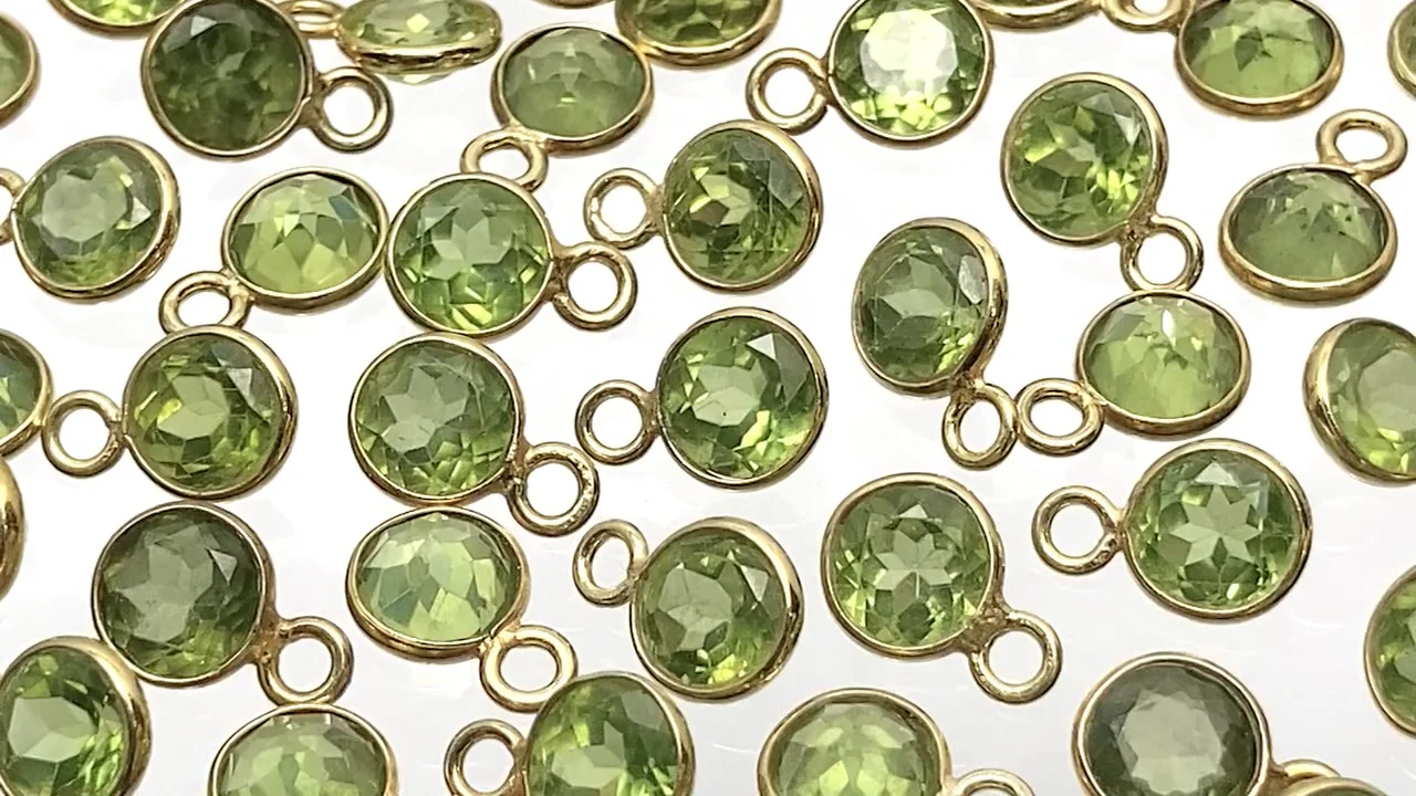 ペリドット 枠留めラウンドファセットカット6×6mm 18KGP 5個1,280円