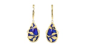 Lapis Leaf Drop Earrings in 18kt Gold Over Sterling