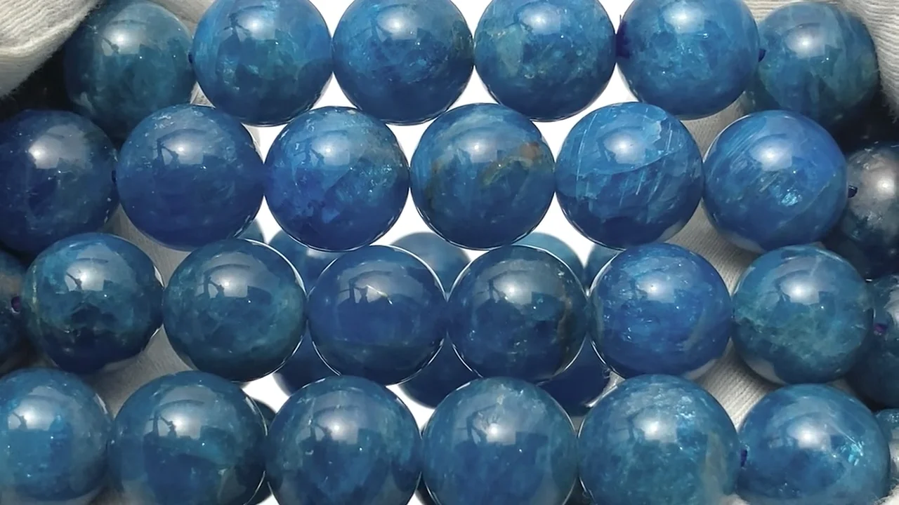 マダガスカル産ブルーアパタイト ラウンド12mm ブレスレット｜天然石