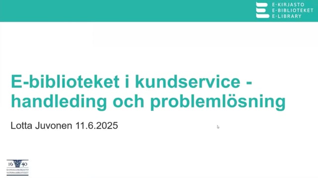 E-biblioteket i kundservice: Handledning och problemlösning