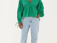 Green top with V-neck & bows | My Jewellery