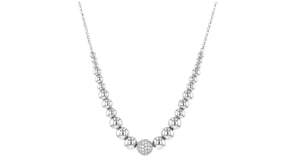 Sterling Silver Graduated 3-7.5mm Bead Necklace with 1.00 ct. t.w. CZs