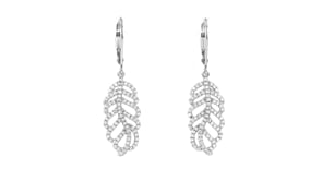 .70 ct. t.w. CZ Leaf Drop Earrings in Sterling Silver