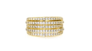 1.50 ct. t.w. CZ Multi-Row Ring in 18kt Gold Over Sterling