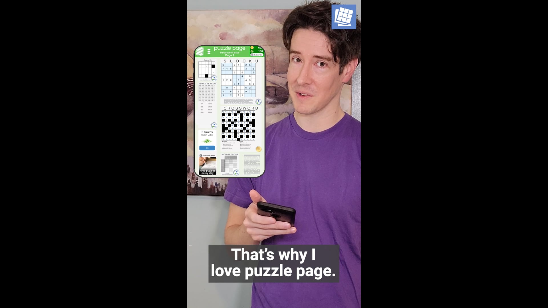 Short-form Ad: Puzzle Page  "Puzzle Guy" by Puzzling.com - Standard UGC