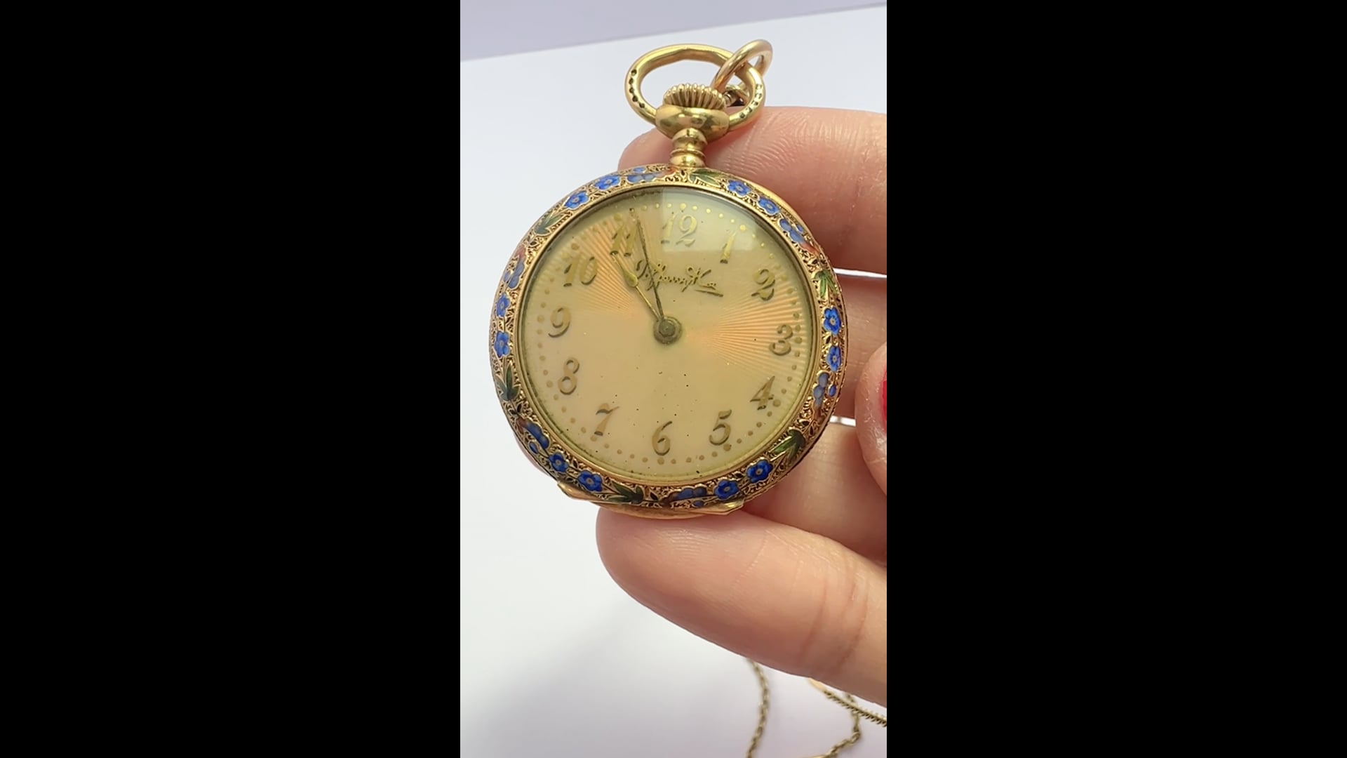 Tiffany and Orologio da taschino con smalto in oro 18k e