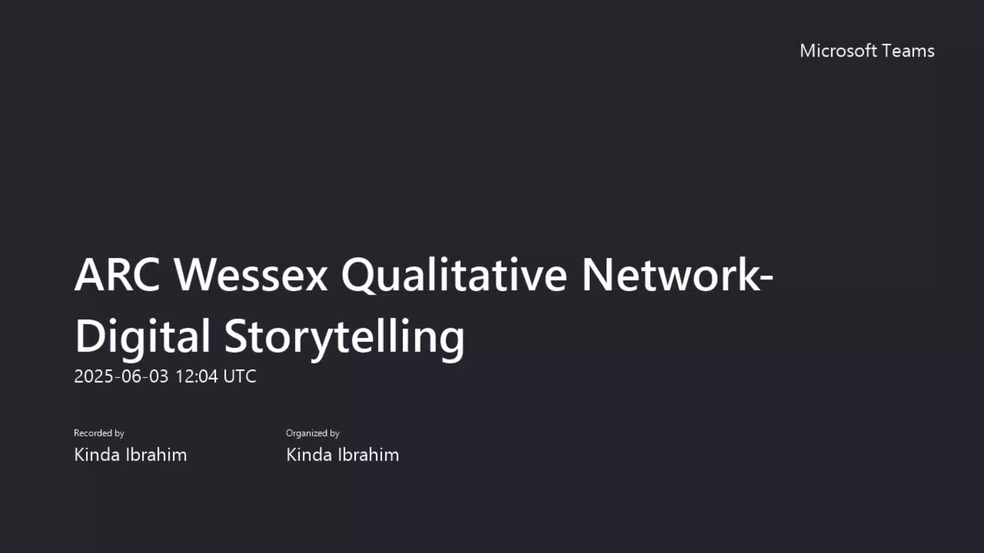 Qualitative Research Network - Digital Stories - 3 June 2025