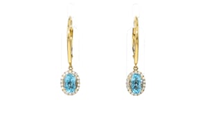 1.60 ct. t.w. Aquamarine and .20 ct. t.w. Diamond Drop Earrings in 18kt Yellow Gold