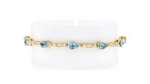 3.70 ct. t.w. Aquamarine and .50 ct. t.w. Diamond Bracelet in 18kt Yellow Gold