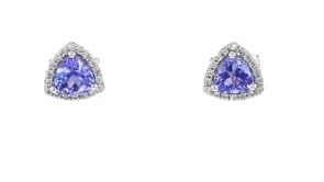 1.00 ct. t.w. Tanzanite Earrings with .14 ct. t.w. Diamonds in 14kt White Gold