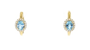 2.00 ct. t.w. Aquamarine Hoop Earrings with .31 ct. t.w. Diamonds in 18kt Yellow Gold
