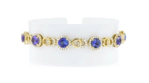7.75 ct. t.w. Tanzanite Circle-Link Bracelet with 1.73 ct. t.w. Diamonds in 18kt Yellow Gold