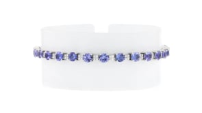 7.25 ct. t.w. Tanzanite Bracelet with .48 ct. t.w. Diamonds in 18kt White Gold