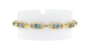3.60 ct. t.w. Aquamarine and .94 ct. t.w. Diamond Oval-Link Bracelet in 18kt Yellow Gold