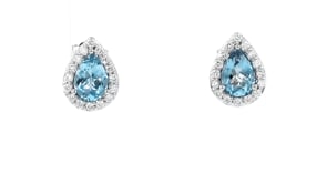1.00 ct. t.w. Aquamarine and .26 ct. t.w. Diamond Earrings in 18kt White Gold