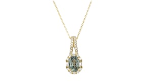 1.50 Carat Green Sapphire Pendant Necklace with .19 ct. t.w. Diamonds in 18kt Yellow Gold