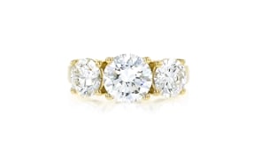 4.00 ct. t.w. Lab-Grown Diamond Three-Stone Ring in 14kt Yellow Gold