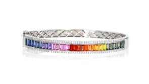 5.00 ct. t.w. Multicolored Sapphire Bangle Bracelet with .73 ct. t.w. Diamonds in 14kt White Gold