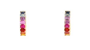 7.00 ct. t.w. Multicolored Sapphire Inside-Outside Hoop Earrings in 14kt Yellow Gold