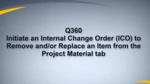 Create Internal Change Order (ICO) from Project Material tab