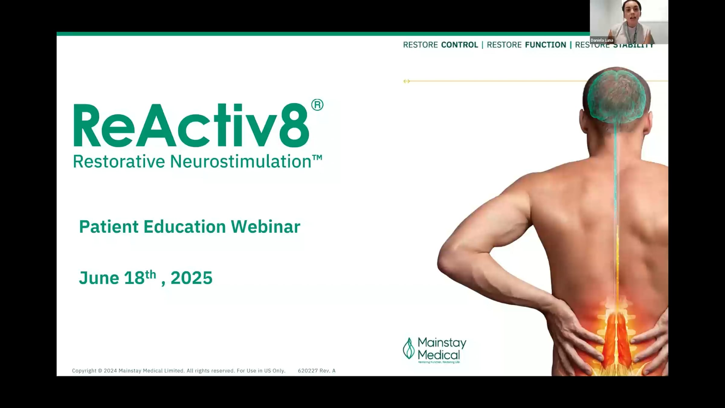 ReActiv8 Patient Education Webinar June 2025 - Dr. Vinny Francio and Patient Laura