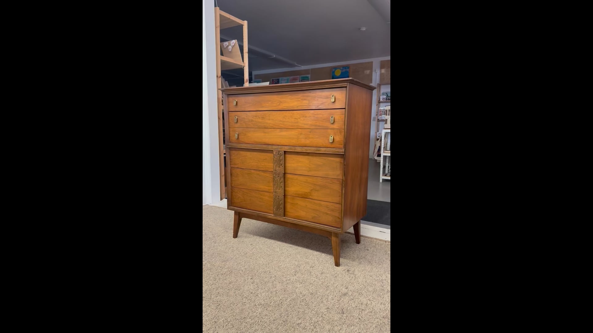 Vintage Mid Century Modern Dresser by Bassett Aztec Collection by