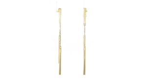 10kt Yellow Gold Front-Back Linear Bar Drop Earrings