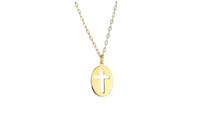 Italian 10kt Yellow Gold Cross Cutout Charm Necklace