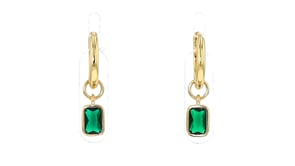 2.20 t. t.w. Simulated Multi-Gemstone and 1.10 ct. t.w. CZ Jewelry Set: 18kt Gold Over Sterling Hoop Earrings with Three Pairs o