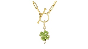 .30 ct. t.w. Chrome Diopside Four-Leaf Clover Charm in 18kt Gold Over Sterling