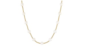 6-7mm Cultured Pearl Beaded Station Necklace in 14kt Yellow Gold