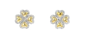 .33 ct. t.w. Diamond Clover Earrings in 18kt Gold Over Sterling