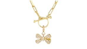 .20 ct. t.w. Diamond Bow Charm in 18kt Gold Over Sterling
