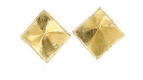 Italian 18kt Gold Over Sterling Brushed Square Earrings