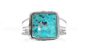 Turquoise Square Cuff Bracelet in Sterling Silver