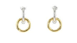 Italian Sterling Silver Hoop Earrings with Removable 18kt Gold Over Sterling Circle Drops
