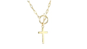 18kt Gold Over Sterling Cross Paper Clip Link Necklace