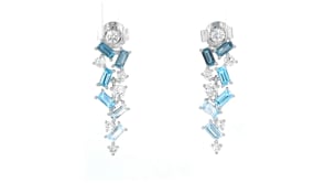 1.40 ct. t.w. Tonal Blue Topaz and .70 ct. t.w. Lab-Grown Diamond Drop Earrings in Sterling Silver