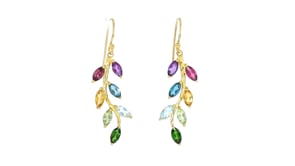 3.20 ct. t.w. Multi-Gemstone Vine Drop Earrings in 18kt Gold Over Sterling