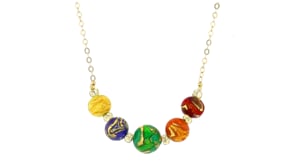Italian Rainbow Murano Glass Bead Necklace in 18kt Gold Over Sterling
