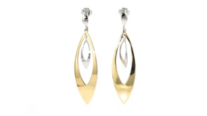 Italian Sterling Silver and 18kt Gold Over Sterling Marquise-Shaped Drop Earrings