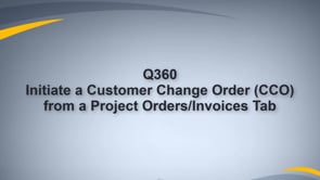 Create Customer Change Order (CCO) from Project Orders tab