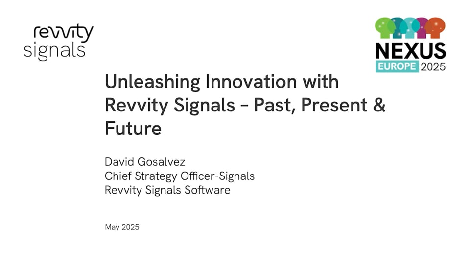 Watch NEXUS Europe 2025 - Day 1 - Unleashing Innovation with Revvity Signals - Past. Present & Future on Vimeo.